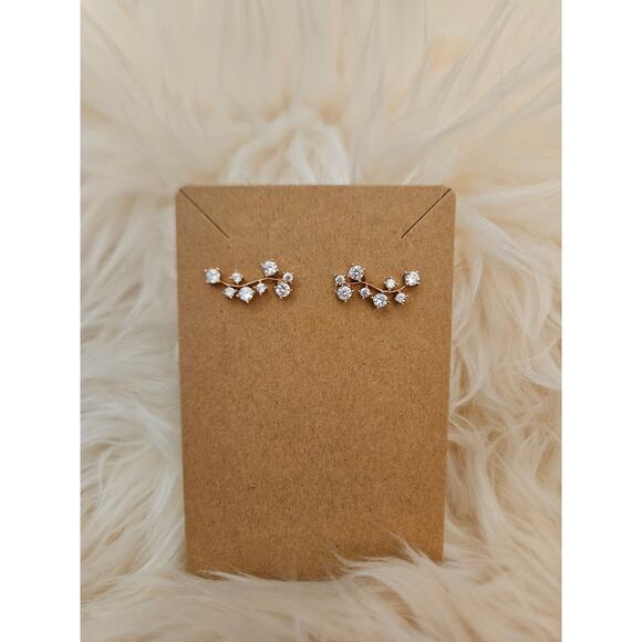 NEW Rose Gold Crystal Rhinestone Dangle Ear Crawler Fashion Earrings, 2 pairs - Picture 5 of 6